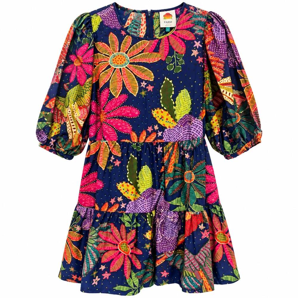 FARM Rio Pop Jungle Smiley Floral Mini Dress Navy Size M